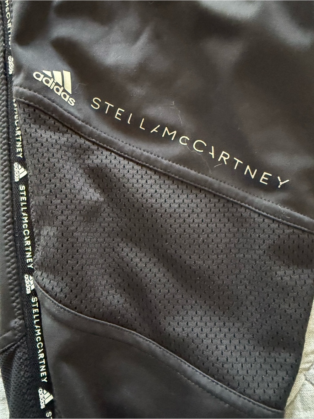 adidas Black Leggings with White Logo Tape - Picture 3 of 6